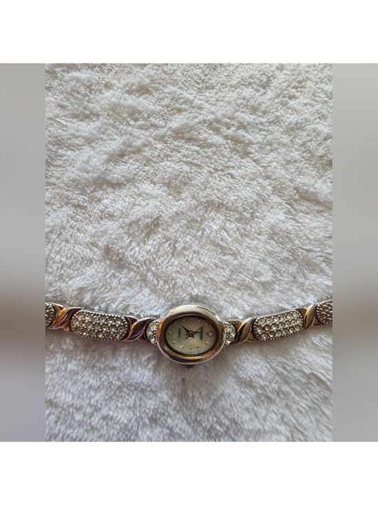 Avon Jewelry - Avon Women’s Quartz Watch with Rhinestone Bracelet–Gold & Silver Tone Works